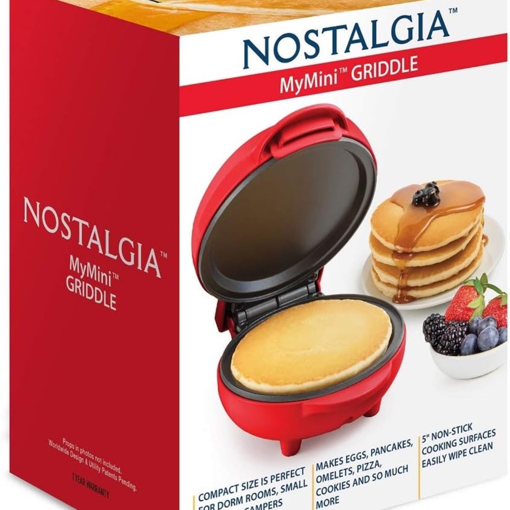 New Nostalgia MyMini Personal Electric Red Griddle